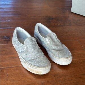 Vans Silver Glitter Slip-On Sneakers